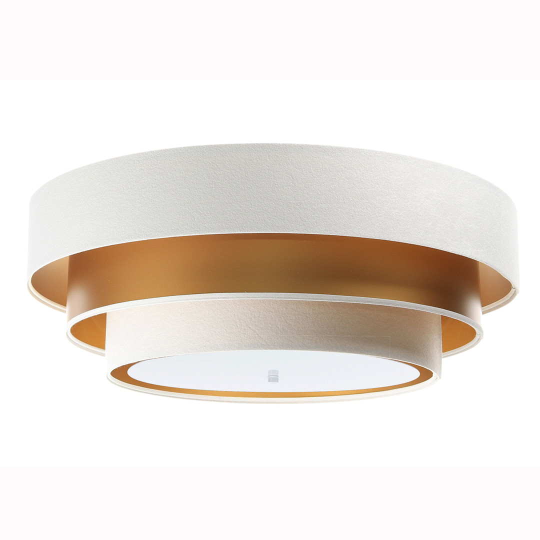 Luminaires salon design TRINITI Blanc et or, Ø60cm BPS KONCEPT-Plafonnier-PVC, Tissus
