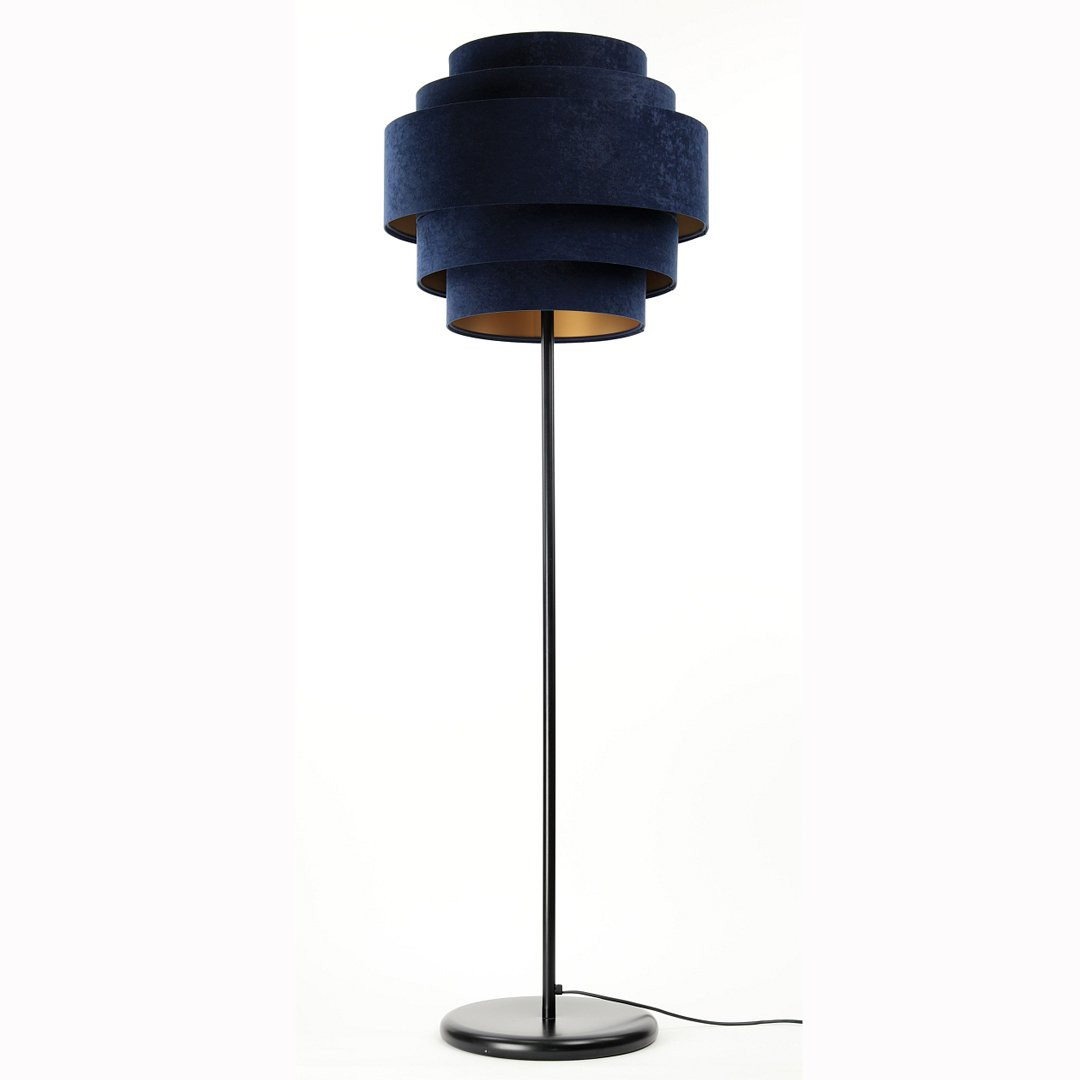 Lampadaires noirs BONTON Bleu, H147cm BPS KONCEPT-Lampadaire-Métal, PVC, Textile