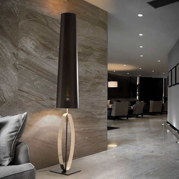 Luminaires salon design INARI, H200cm SELENE-Lampadaire-Métal, Tissus