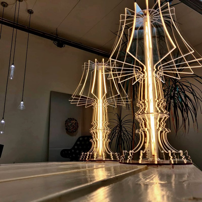 Lampes chevet design MARIE LOUISE Transparent, H60cm SANDER MULDER-Lampe à poser-Acrylique, Polycarbonate