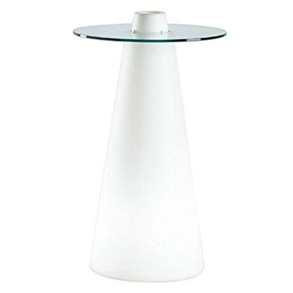 Mobilier lumineux PEAK, H120cm SLIDE-Table haute lumineuse-Polyéthylène, Verre Trempé