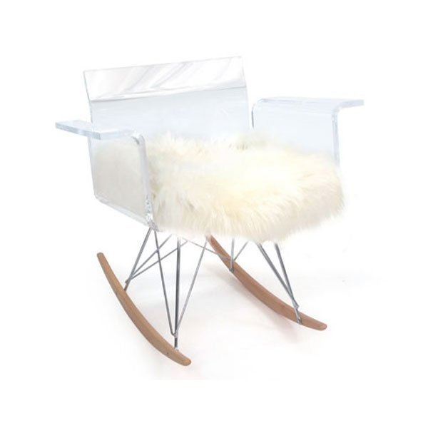 Fauteuils CALI Rocking chair, H77.5cm ACRILA-Fauteuil-Bois, Métal, Plexiglas®