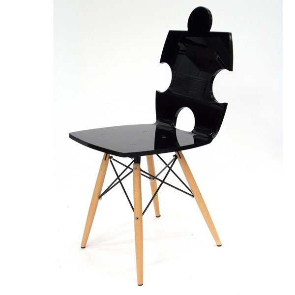 Chaises PUZZLE, H87.5cm ACRILA-Chaise pied en bois-Bois, Plexiglas®