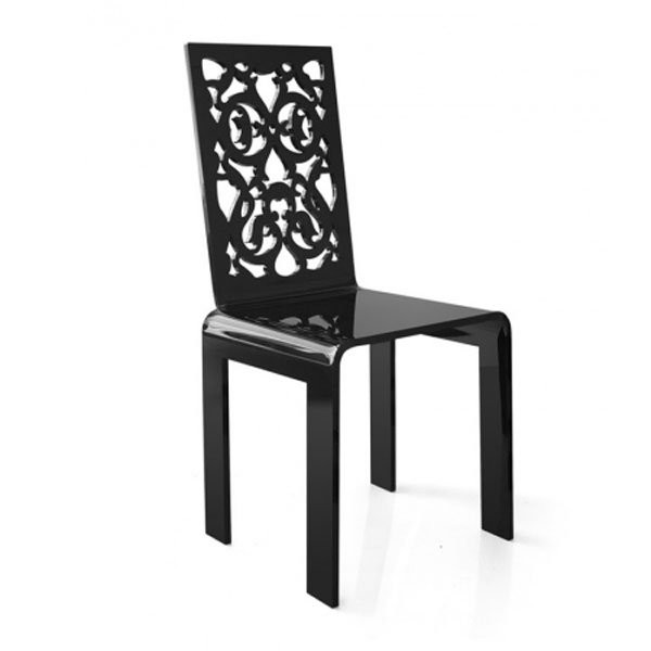 Nos Idées cadeaux DENTELLE Noir, H93cm ACRILA-Chaise-Plexiglas®