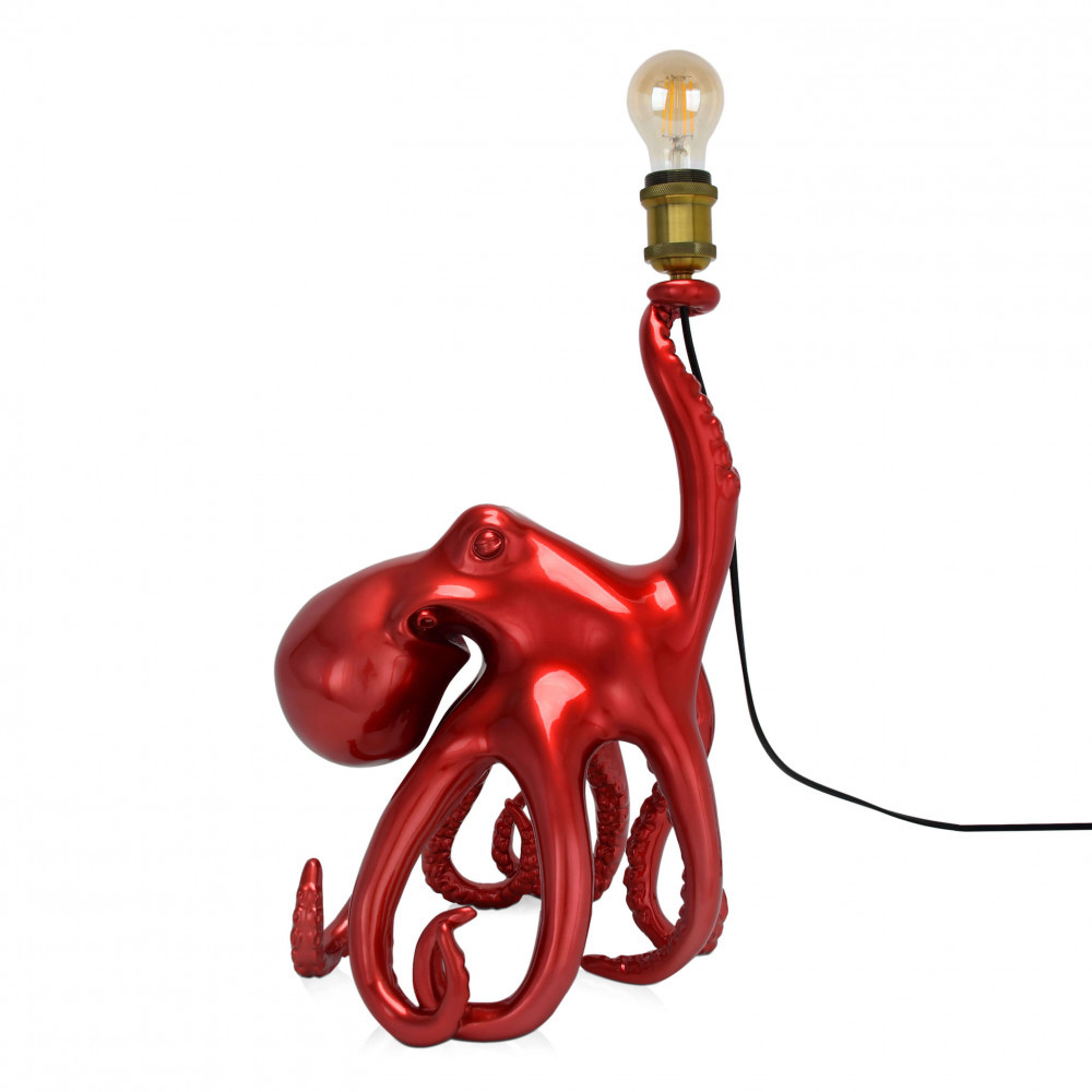 Luminaires chambre design OCTOPUS Rouge, H53cm ARTE DAL MONDO-Lampe à poser-Résine