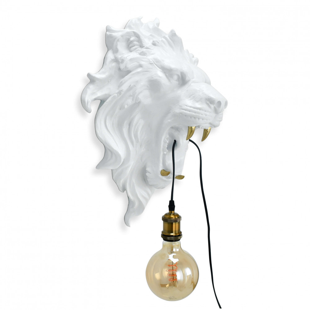 Luminaires entrée TETE DE LION Blanc, H56cm ARTE DAL MONDO-Applique-Résine