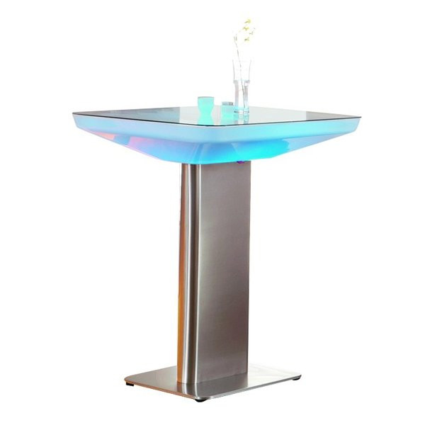 Mobilier lumineux STUDIO 105, H105cm MOREE-Table haute lumineuse-Aluminium, Verre Securit®