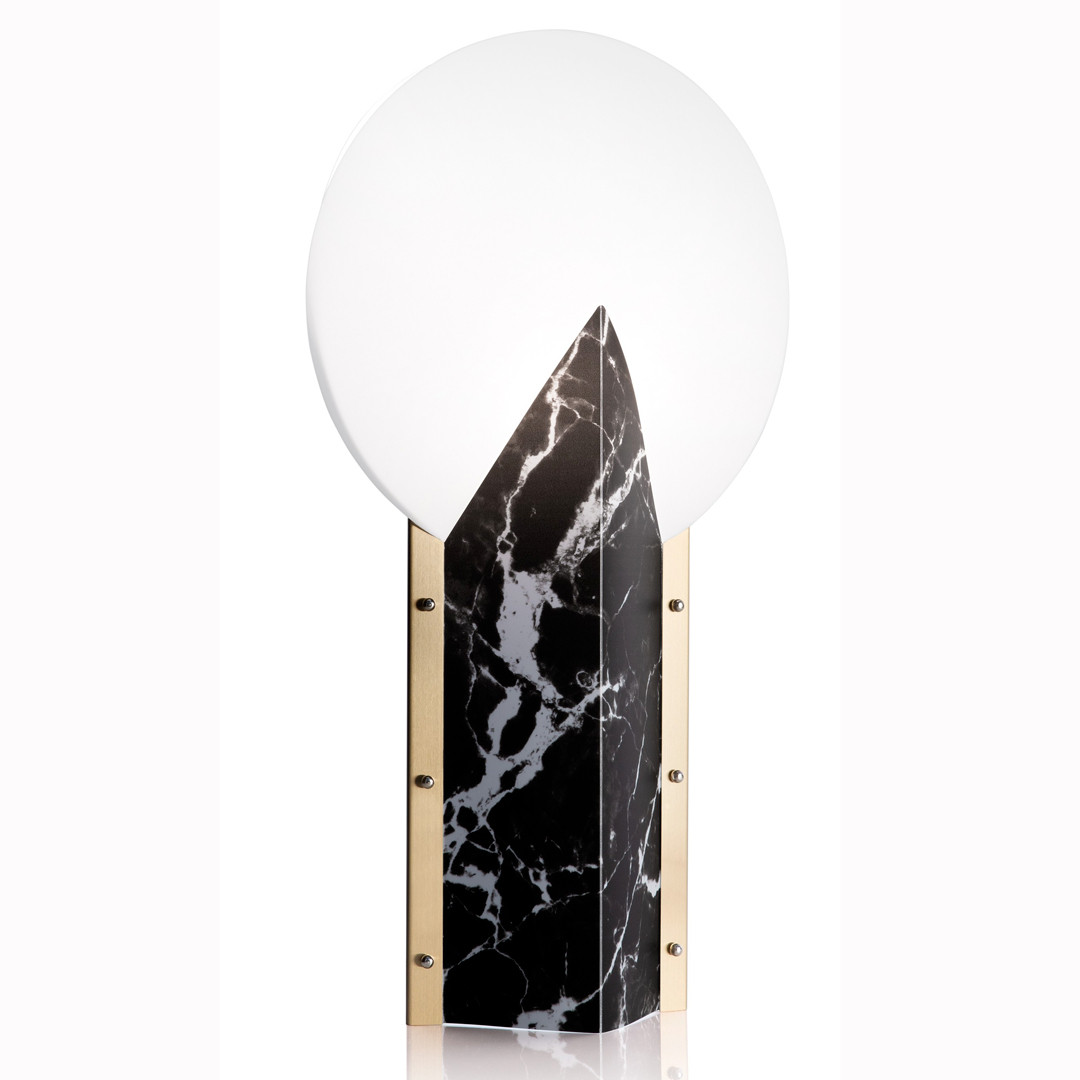 De luxe MOON, H57cm SLAMP-Lampe de table-Aluminium, Laiton, Opalflex
