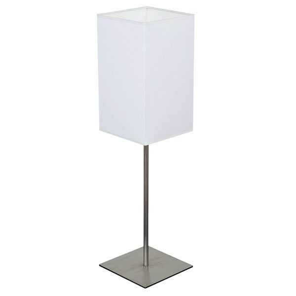 Luminaires chambre design TIN Blanc, H65cm BROSSIER SADERNE-Lampe de table-Métal Chromé, Tissus